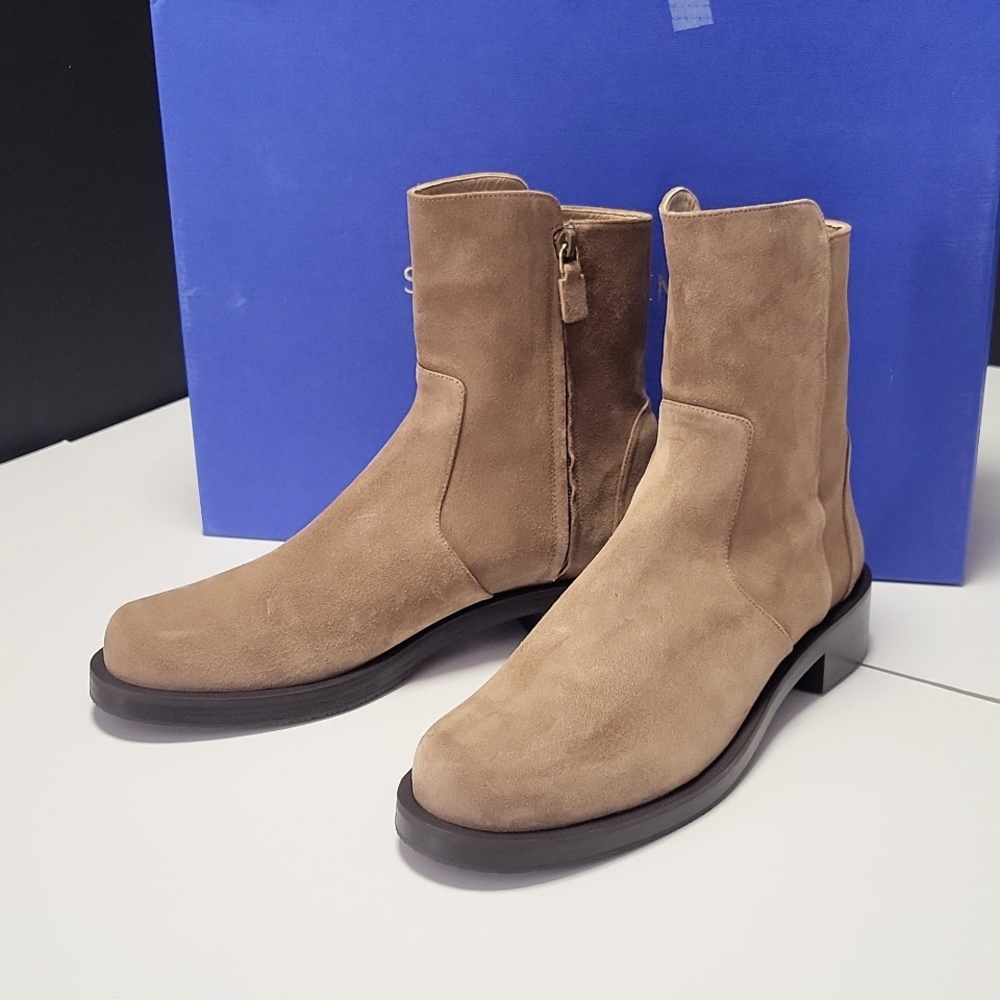 NIB$595 Stuart Weitzman 5050 Bold Zip Bootie Khaki Ankle Boots 11 - Picture 6 of 16